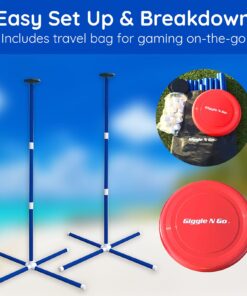 Giggle N Go Yard Games for Adults and Kids - Outdoor Polish Horseshoes Game Set for Backyard and Lawn with Frisbee, Bottle Stands, Poles and Storage Bag 21 71rz8YVphcS