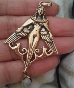 Alternative view of Dryad Design Bronze Norse Goddess Freya Pendant with Natural Rainbow Moonstone