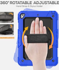 SEYMAC iPad 6th/5th Generation Case iPad 9.7 Case, Full-Body Shockproof Heavy Duty Protective Case with Screen Protector, Rotating Stand/Hand/Shoulder Strap for iPad 6th/ 5th / Air 2/ Pro 9.7, Blue Black/ Dark Blue 9.7 inch - For iPad 6th/5th Gen 18 71rzvhey0zL