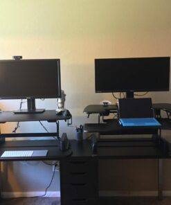 Vari - VariDesk Pro Plus 36 - Desktop Standing Desk Converter - Adjustable Desk Riser with 11 Height Settings - Sit Stand Desk Dual Monitor Standing Desk Riser with Spring Loaded Lift (Black) Black 41 71s JLVtOWL