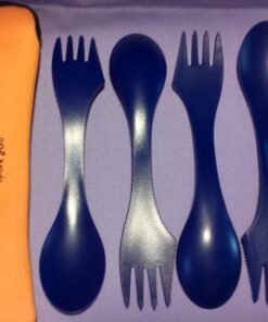 Tapirus 4 Blue Spork to Go Set - Durable and BPA Free Sporks - Spoon, Fork and Knife Combo Utensils Flatware - Mess Kit for Camping, Hunting and Outdoor Activities - Comes in a Carrying Case (Blue) 29 71s Xzfv94L