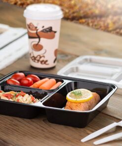 Alternative view of Ez Prepa [20 Pack] 32oz 3 Compartment Meal Prep Containers with Lids - Bento Box - Plastic - Stackable, Reusable, Microwaveable & Dishwasher Safe