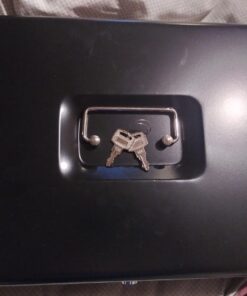 Jssmst Large Locking Cash Box with Money Tray, Lock Box with Security Cable Metal Money Box with Key Lock, Black, CB02304XL Black Key Lock 48 71s29m0yyVL