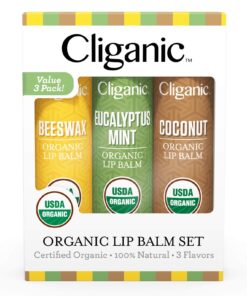 Cliganic USDA Organic Lip Balm Set - 3 Flavors - 100% Natural Moisturizer for Cracked & Dry Lips 0.15 Ounce (Pack of 3) 19 71s2ezaFLCL
