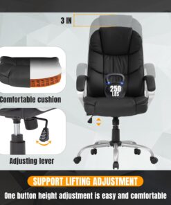 BestOffice Office Chair Cheap Desk Chair Ergonomic Computer Chair with Lumbar Support Arms Headrest PU Leather Modern Rolling Swivel Executive Chair for Back Pain Women Men Adults,Black Black 34 71s2tmWNvDL