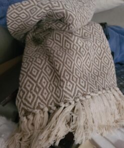 DII Rustic Farmhouse Double Diamond Woven Throw, 50x60, Stone 29 71s2unCw7KL