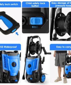 Commowner 3800 PSI Electric Pressure Washer- 4.0 GPM High Power Machine with 4-in-1 Quick Changeover Spray Tips and Soap Bottle for Car Washing, Fence Cleaning, Patio Maintenance(Upgraded) NACY BLUE 29 71s2wD1nCKL