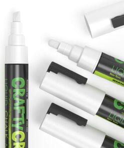 Crafty Croc 4 White Liquid Chalk Markers, 6mm Reversible Medium Tip 4 Count (Pack of 1) 23 71s3W5tPM1L