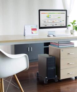 Computer Tower Stand, HUANUO CPU Holder Desktop Stand Desktop ATX-Case Mobile Cart Holder Adjustable Width with 4 Caster Wheels, Fits Most Computer Cases Under Desk, Black 16 71s3ew5zvYS