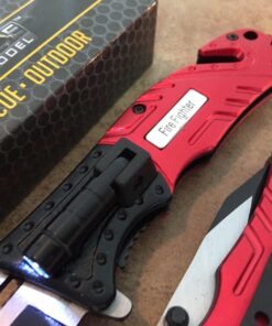 TAC Force Red FIRE Fighter Spring Assisted Open LED Tactical Rescue Pocket Knife 8 71s5az gWL