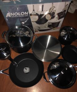 Anolon Nouvelle Copper Hard Anodized Nonstick Pots and Pans, Cookware Set (11 Piece), Onyx Cookware Set (11 Piece) 33 71s6AOPhpL