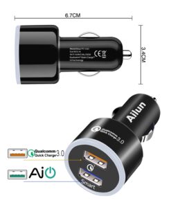 Alternative view of Ailun Car Charger Qualcomm Quick Charge 3.0 Adapter Fast Dual USB Port 35W for iPhone 14 13 11 12 Pro Max X Xs XR SE 2020 Galaxy s20+ S20Ultra, Black Blue