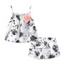 LittleSpring Little Girls Summer Outfits Floral Tank Top and Shorts 2 Pcs Clothes Set Spaghetti Straps Set Black 6 13 71s6Ls6WWL