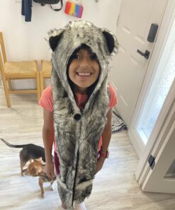 Grey Gray Wolf Anime Faux Animal Hood Hoods Mittens Gloves Scarf Paws Ears 14 71s6Wj RdNL