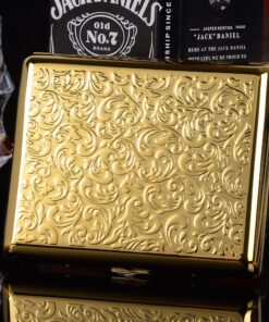 Pure Copper Embossed Arabesque Metal Cigarette Case Cardcase for 100's Cigarettes (Gold) Gold 12 71s7vsos4SL