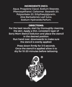 Sorry Mom Tattoo Stencil Gel Solution - Tattoo Transfer Gel for Clear, Dark Stencils - HOLD FAST Tattoo Stencil Transfer Gel for Tattooing - Tattoo Gel & Tattoo Supplies Made by Professionals (3.4 oz) 3.4 Fl Oz / 100 ml 14 71sAi3ayZ L