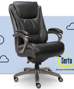 Serta Big and Tall Smart Executive Office ComfortCoils, Ergonomic Computer Chair with Layered Body Pillows, Big & Tall, Adjustable Height, Faux Leather, Black and Gray 16 71sBj77fY9L