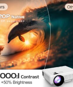 Updated Mini Projector with Bluetooth and Projector Screen, 9500Lumens Full HD 1080P Portable Video Projector, Home Theater Movie Projector Compatible with HDMI,USB,AV,Laptop,Smartphone 36 71sCAnxCynL