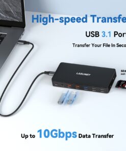 USB C Laptop Docking Station, 15 in 1 Triple Display Multiport Adapter with 3 Monitors Dock Compatible for Macbook/Dell/HP/Lenovo Laptops (Dual DP, HDMI, VGA, USB C/A, RJ45, SD/TF, Mic/Audio, PD)Black 15 IN 1 Black 13 71sCJjtJf4L