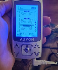 AUVON Dual Channel TENS EMS Unit 24 Modes Muscle Stimulator for Pain Relief, Rechargeable TENS Machine Massager with 12 Pads, ABS Pads Holder, USB Cable and Dust-Proof Storage Bag A Sliver 30 71sCLce94L
