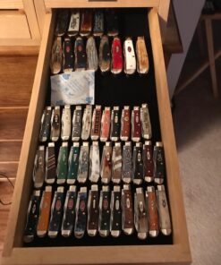 Collector's Knife Display Case Tool Storage Holder Cabinet Drawers Pocket Watch Collection Showcase Walnut Finish 29 71sFBDpomL