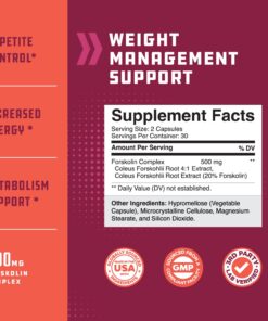 100% Forskolin Supplement - Pure Forskolin Extract Supplement with Potent Coleus Forskohlii 500 mg for Enhanced Energy for Adults - Plant-Based Energy Supplements for Women and Men - 60 Capsules 23 71sFBerH18L