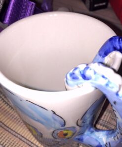 3D Coffee Mug, Handmade Hand Painted Creative Art Mug Ceramic Milk Cups Travel Mug Ocean Octopus Squid Style with Octopus Tentacles Beard Handle Christmas gift 35 71sGWY8emAL