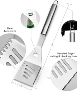 GRILLART Grill Tools Grill Utensils Set - 3PCS BBQ Tools, Stainless Barbeque Grill Accessories - Spatula/Tongs/Fork, with Insulated Glove, Ideal BBQ Set Grilling Tools for Outdoor Grill, Gifts for Men Black 11 71sHDlHDQKS