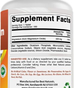 Best Naturals Magnesium oxide 500 mg 180 tablets 10 71sHXtgNyuL