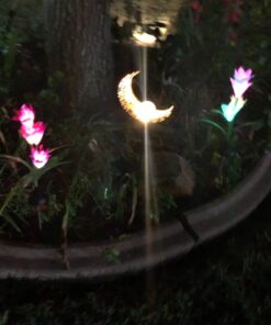 Outdoor Solar Garden Stake Lights - Doingart 2 Pack Solar Powered Lights with 8 Lily Flower, Multi-Color Changing LED Solar Decorative Lights for Garden, Patio, Backyard (Purple and White) Purple & White 25 71sHwEVL5 L 3