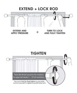 Maytex Window Curtain Rod, Easy Install Twist and Shout Telescoping Tension Rod, Adjustable 28" to 48", No Tools Needed, with Decorative Round Finials, Brushed Nickel 28 to 48 in. Decorative Rod 20 71sIC0Zr6ML
