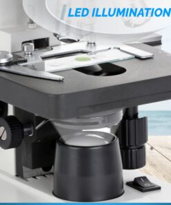 OMAX 40X-2000X LED Binocular Compound Lab Microscope w/ Double Layer Mechanical Stage + Blank Slides, Cover Slips, & Lens Cleaning Paper, M82ES-SC100-LP100 49 71sJGlHlQ1L 1