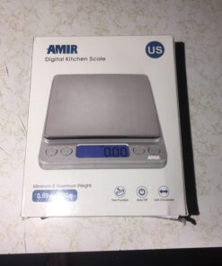 (Upgraded) AMIR Digital Kitchen Scale, 500g Mini Pocket Jewelry Scale, Cooking Food Scale, Back-Lit LCD Display, 2 Trays, 6 Units, Auto Off, Tare, PCS, Stainless Steel (Batteries Included) Silver 37 71sJbx39vmL