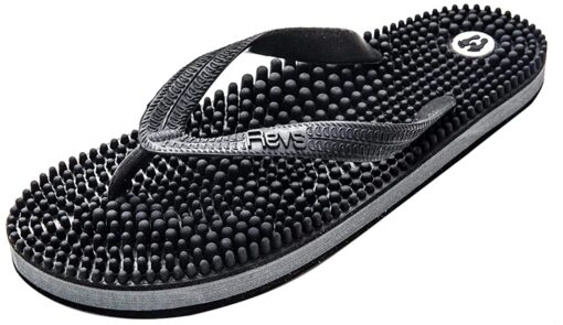 Revs - Lights - Men's and Women's Reflexology Massage Flip Flops 11 Women/10 Men Black