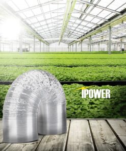 iPower GLDUCT8X25C 8 inch 25 feet Non-Insulated Flex Air Aluminum Foil Ducting Dryer Vent Hose for HVAC Ventilation with 2 Clamps, 8", Silver 8 in 25 ft 1 Pack 15 71sJt25ZsES