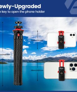 Tripod for iPhone, Fotopro Flexible Camera Tripod with Remote for iPhone 12 XS,Samsung, Waterproof and Anti-Crack Phone Tripod Stand for GoPro, Portable Travel Tripod for Live Streaming Vlogging Video Black and red 42 71sJvL89GaL