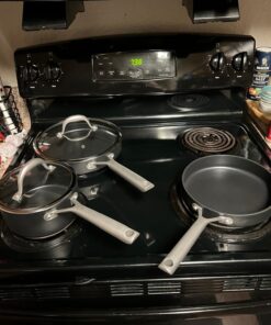 Wodillo Pots and Pans set, Nonstick Kitchen Cookware Sets, 5 PCS Induction Cookware Set, Non Stick Cooking Set w/Frying Pans & Saucepans,Dishwasher Safe, Oven Safe to 420°F 5PCS/Black 46 71sKEiJuXfL