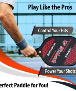 JP WinLook Premium Pickleball Paddles Set – Graphite Carbon Fiber/Fiberglass Rackets for Women & Men and Pickleball Balls for Indoor or Outdoor Play. Pickleball Set - Racquets, Pickleballs & Carry Bag USAPA Graphite Red / Red-2 Player Set 28 71sKGWhcnBL 2