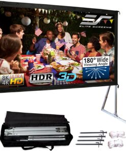 Elite Screens Yard Master 2, 135-INCH Outdoor Projector Screen with Stand 16:9, 8K 4K Ultra HD Fast Fold Portable Movie Screen Foldable Easy Snap On Cinema Theater, OMS135H2 16:9 Aspect Ratio Front Projection 30 71sKg8N4IhL