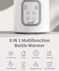 Bottle Warmer, GROWNSY 8-in-1 Fast Baby Milk Warmer with Timer for Breastmilk or Formula, Accurate Temperature Control, with Defrost, Sterili-zing, Keep, Heat Baby Food Jars Function Gray 27 71sNPIbr9xL