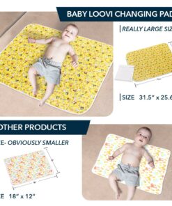 Portable Changing Pad for Home & Travel – Waterproof Reusable Extra Large Size 31.5"x25.5'' Baby Changing Mat with Reinforced Double Seams -Change Diaper On The Go - Unisex Boys&Girls-Storage Bag 24 71sNtq1kQoL