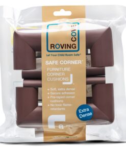 RovingCove Corner Protector for Baby (8 Large Corners) - Hefty-Fit Heavy-Duty Soft Rubber Foam Furniture Corner Bumper Guards, 3M Adhesive Pre-Taped, Coffee Brown 8 Count (Pack of 1) 27 71sOygrL5iL
