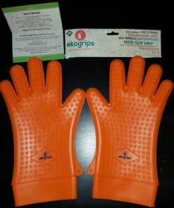 Jolly Green Products Ekogrips Premium Heat-Resistant BBQ Gloves for Cooking and Meat Handling, Kitchen Oven Gloves, Fireplace Accessory, Campfire Gloves, BBQ Mitt, Dishwashing Gloves (Orange, L/XL) Orange 49 71sPsQJf5JL