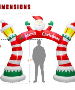 Lulu Home 9FT Christmas Inflatable Decorations, Giant Blow Up Lighthouse Air Arch with Welcome Santa, Xmas Lighted Blowups with Drawstring Bags for Winter Yard Lawn Garden Decor 9ft Santa Arch 9 71sQ syFGOL