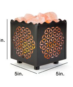 CRYSTAL DECOR Himalayan Pink Salt Lamp Basket & Dimmer Cord Bulb Flower 22 71sRK3oH1DL