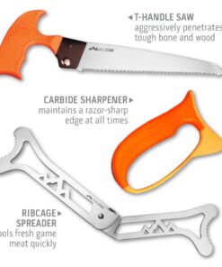 Outdoor Edge WildPak 8-Piece Hunting Knife Set & Field Dressing Kit | Features Razor-Sharp Full Tang Skinning Knife, Caping & Boning Knives, Knife Sharpener, Bone Saw, Rib Spreader | Compact Hard Case 13 71sRaQpiurL