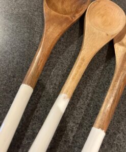 Folkulture Wooden Spoons for Cooking Set for Kitchen, Non Stick Cookware Tools or Utensils Includes Wooden Spoon, Spatula, Fork, Slotted Turner, Corner Spoon, Set of 5, 12 Inch, Acacia Wood (White) White 27 71sRj1EbaLL