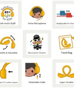 BuddyPhones Explore+, Volume-Limiting Kids Headphones, Built-in Audio Sharing Cable with in-Line Mic, for Kindle, iPad, iPhone, or Android, Rose Pink 16 71sRtweBRRS