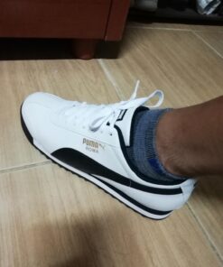 PUMA Men's Roma Basic Sneaker 10 White/Black Leather 40 71sST4W2WL