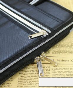 Portable 13 Pockets Expandable File Folders Canvas A4 Size Assorted Label Colors Business Accordion Document File Paperwork Organizer Storage, Zipper Closure Handles Black 14 71sTHcjkknL